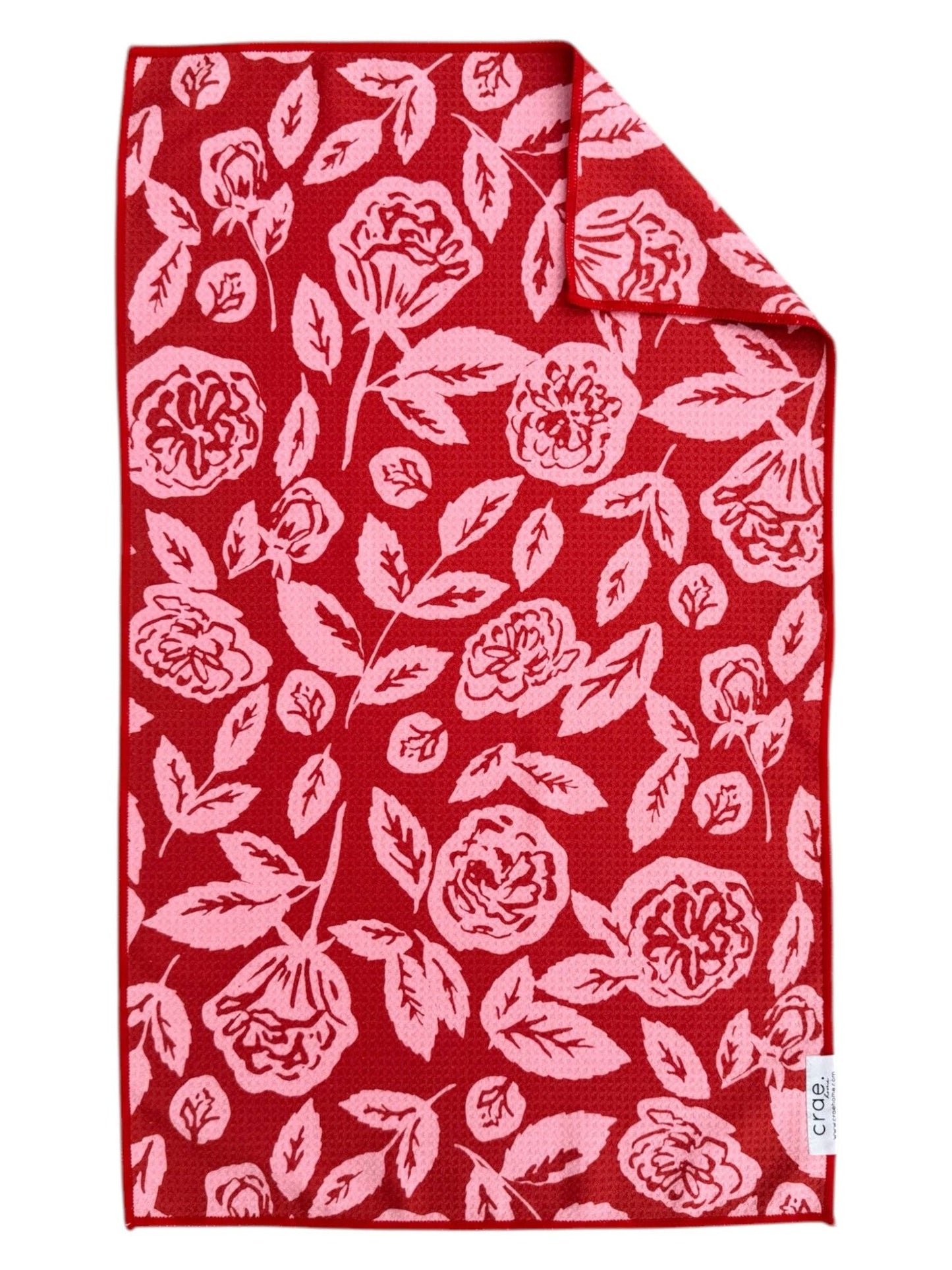 Crae Microfiber Towel Red/Pink Floral