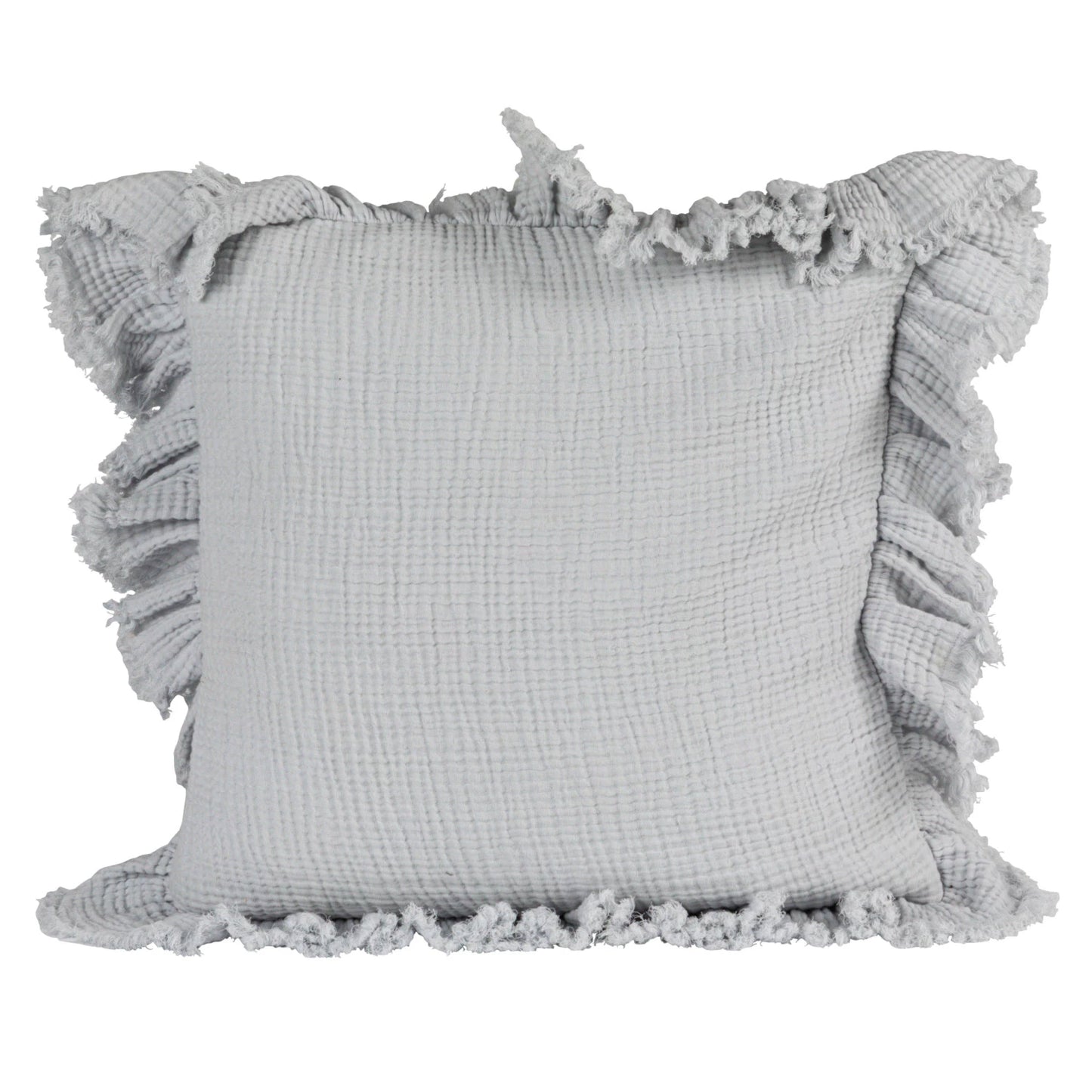 Blue Ruffle Trim Pillow