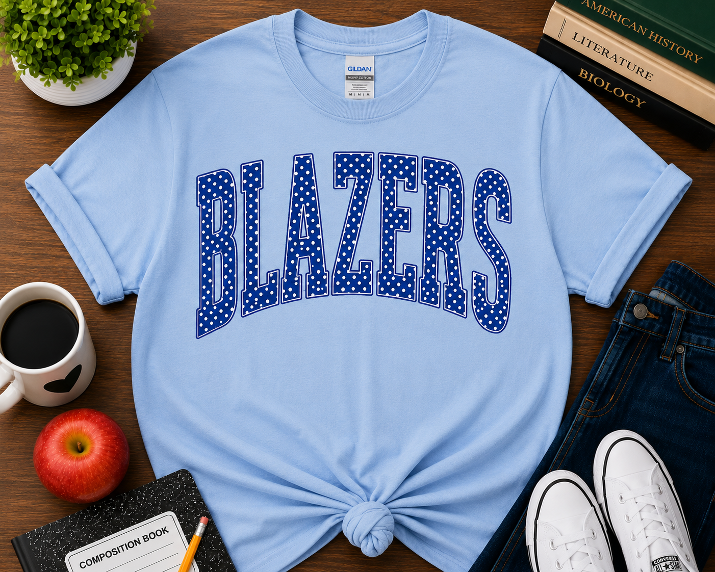 Blazers Royal Polka Dot Varsity Tee