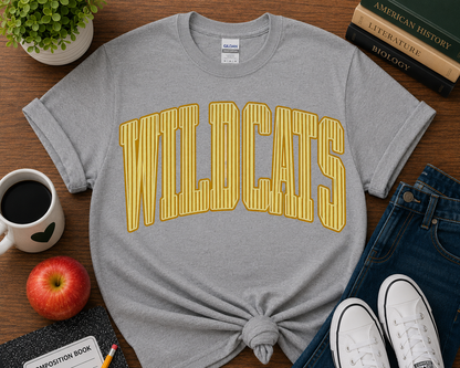 Vintage Wildcats Gold Stripe Varsity Tee