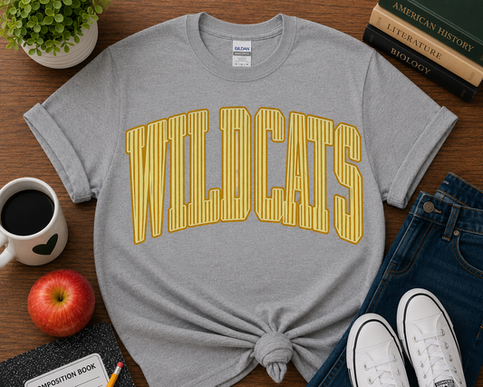 Wildcats Gold Stripe Varsity Tee