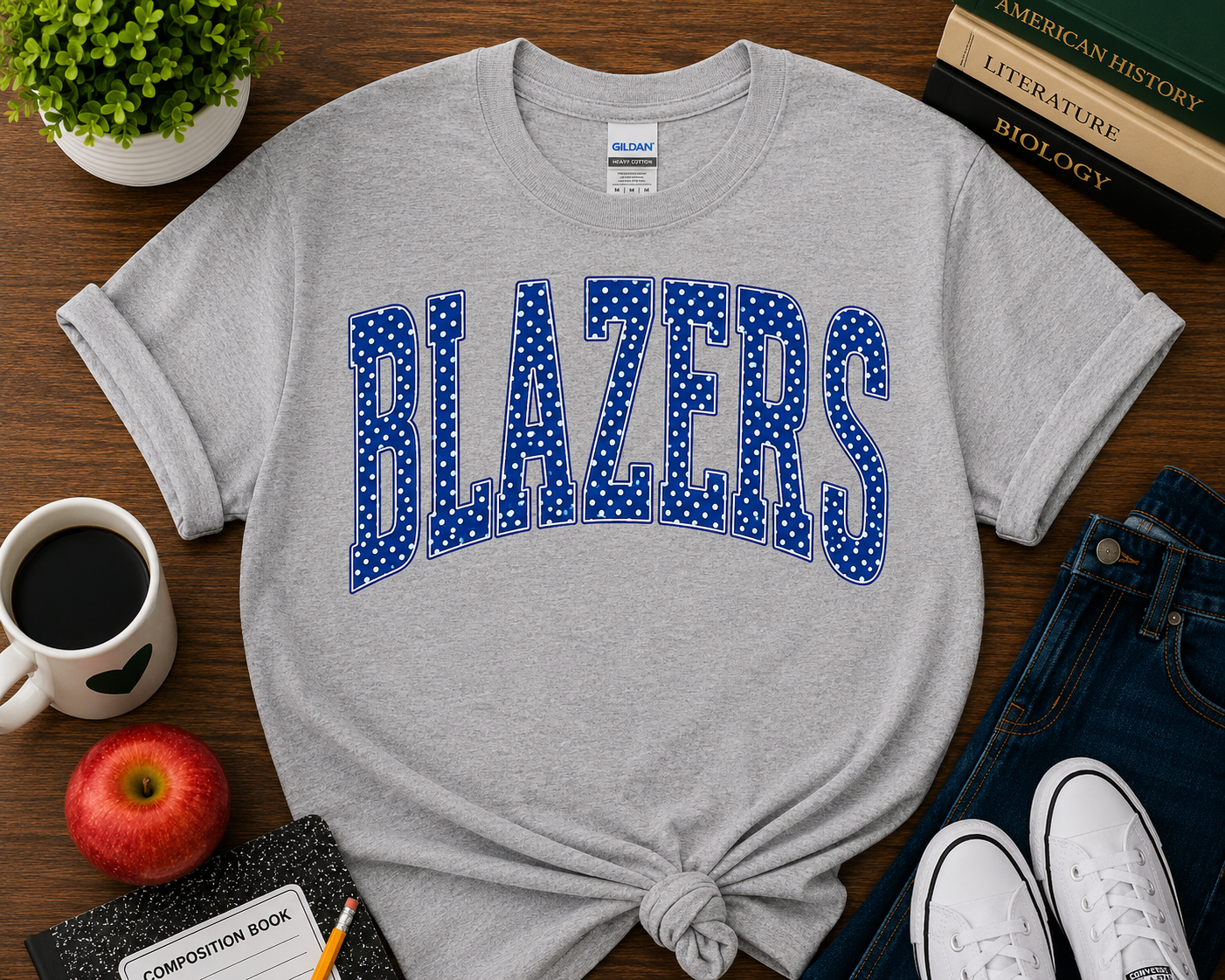 Blazers Royal Polka Dot Varsity Tee