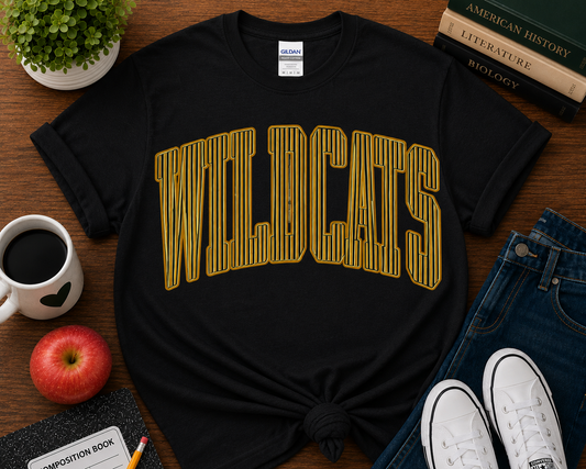 Wildcats Gold Stripe Varsity Tee