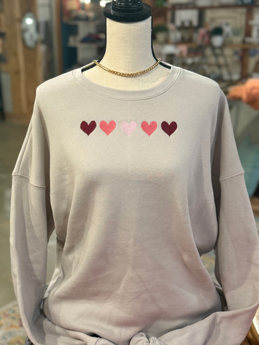 Hearts Embroidery Sweatshirt