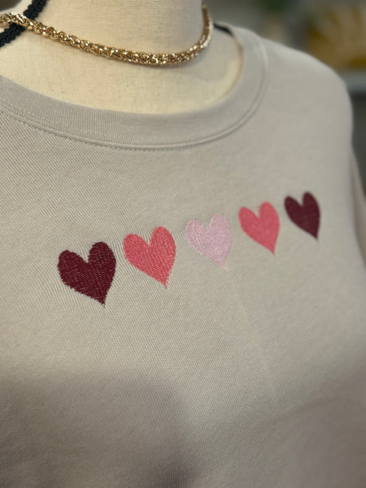 Hearts Embroidery Sweatshirt