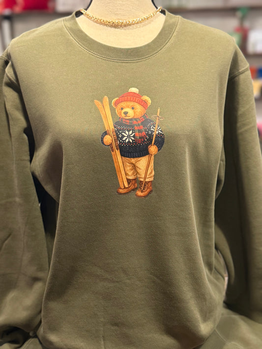 Winter Ski Bear Crew Sweatshirt