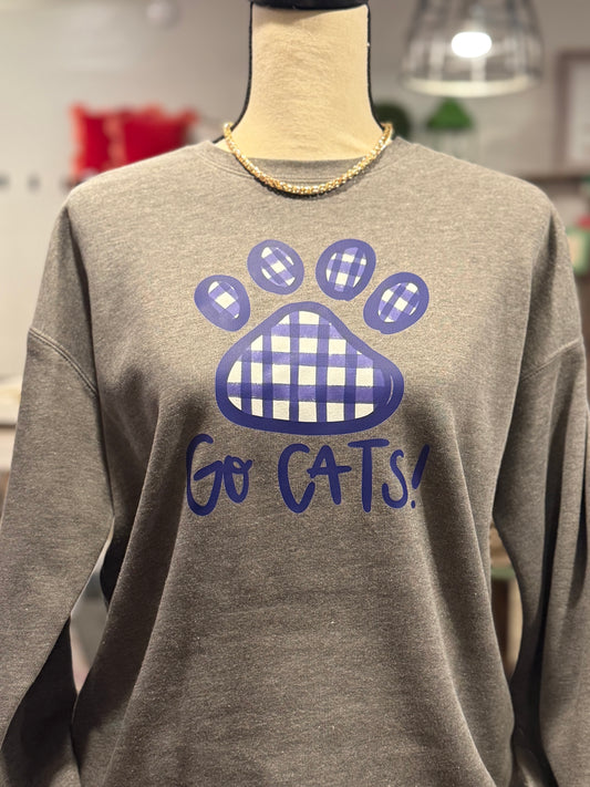 Go Cats--Kentucky Wildcats Gingham Paw Sweatshirt