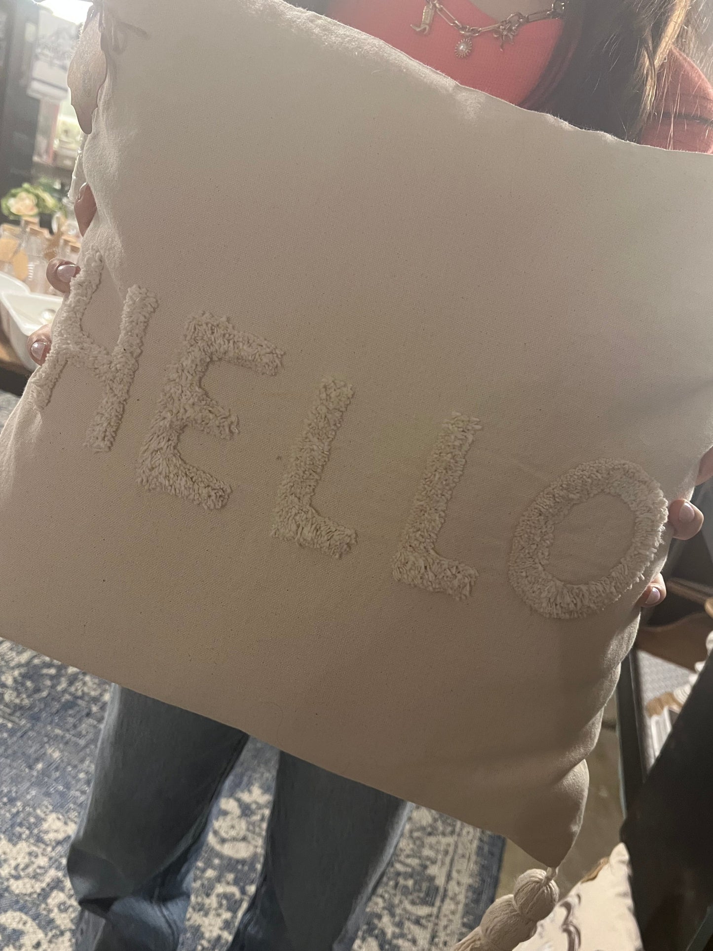 Hello Tassel Pillow