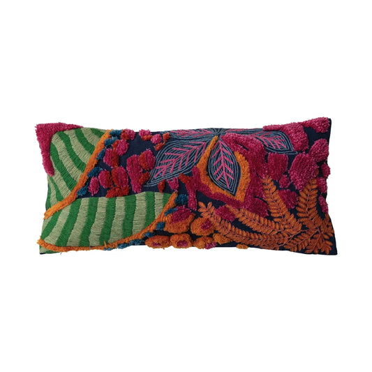 Floral Embroidery Outdoor Pillow
