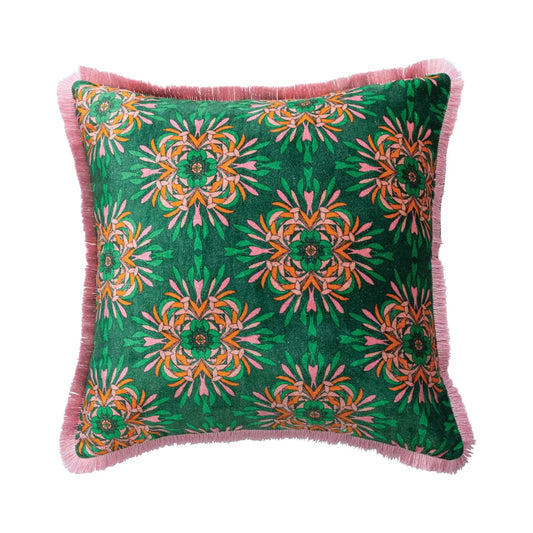 Velvet Pink & Green Pillow