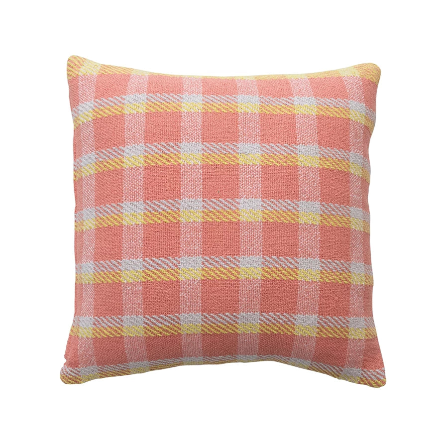 Square Cotton Plaid Pillow
