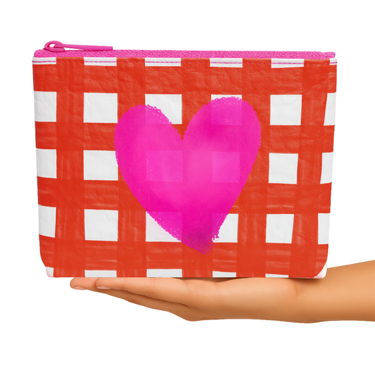 Valentines makeup pouch heart pink red teen gift